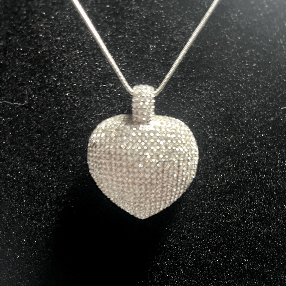 Park Lane Silver Crystal Pavé Heart Pendant Necklace
